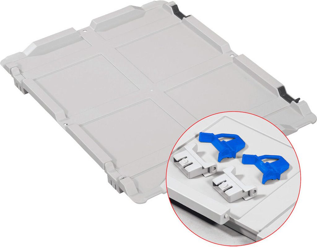 Scharnierdeckel Set Eurobox NextGen mit 2 blauen Schiebeschnappverschlüssen | BxT 30x40cm | Eurobehälter, Transportbox, Transportbehälter, Stape...