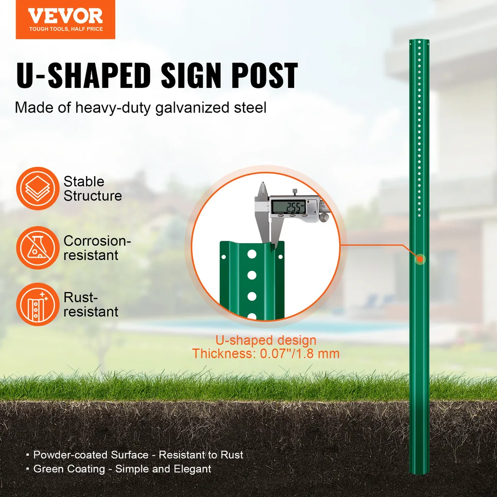 Fixation Stable de Panneau avec ce Poteau de Signalisation en Acier Vert