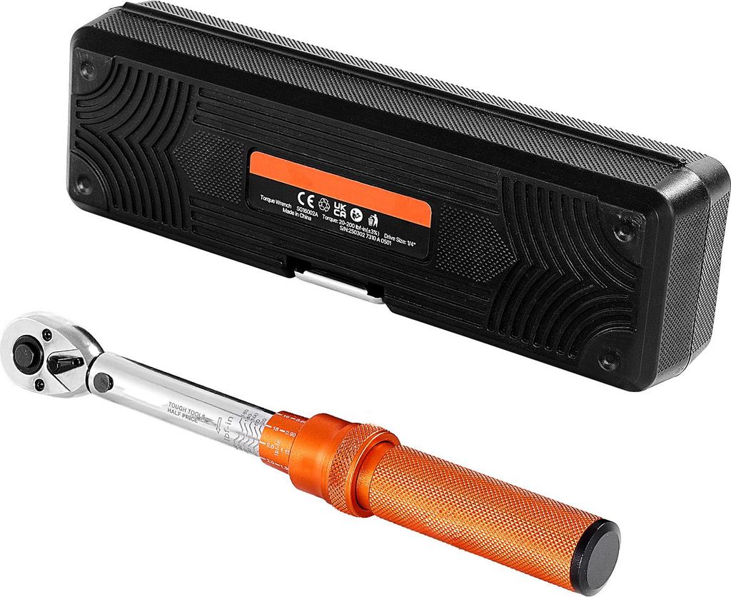 SucceBuy 1/4-Zoll Drehmomentschlüssel 2,3-22,6N.m Orange mit Bohrer