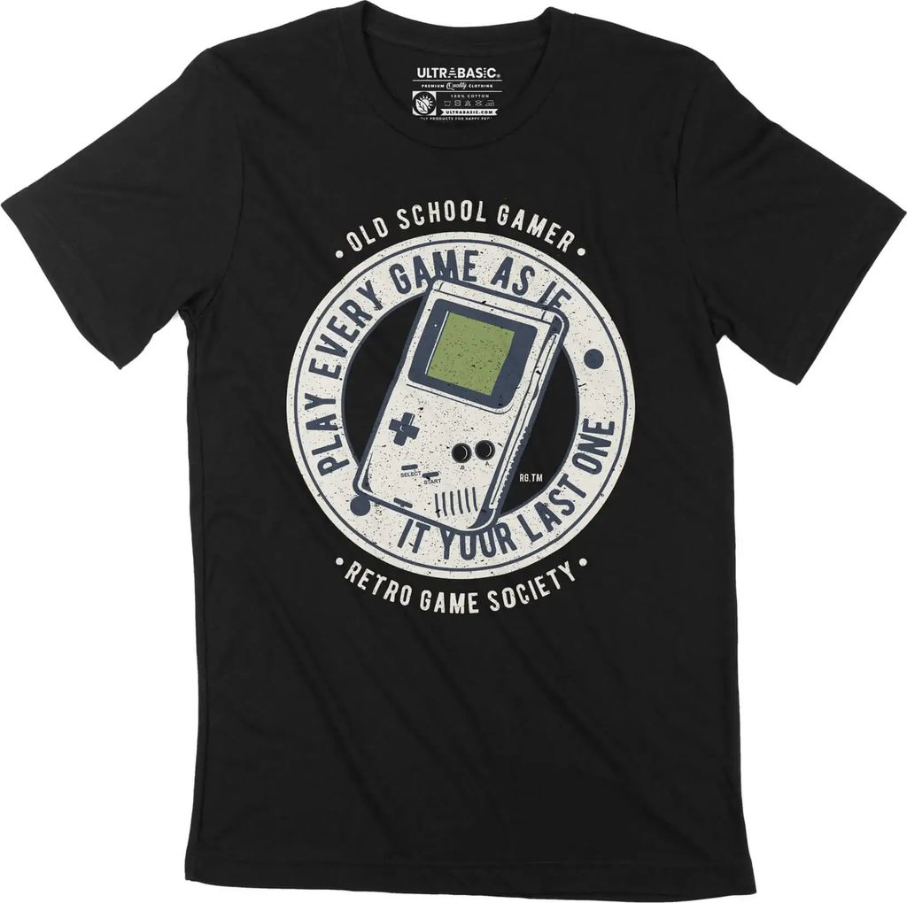 Herren Grafik T-Shirt Old School Gamer - Retro Game Society - Gaming Öko-Verantwortlich Vintage Jahrgang Kurzarm Lustige Druck Geburtstag Geschenk
