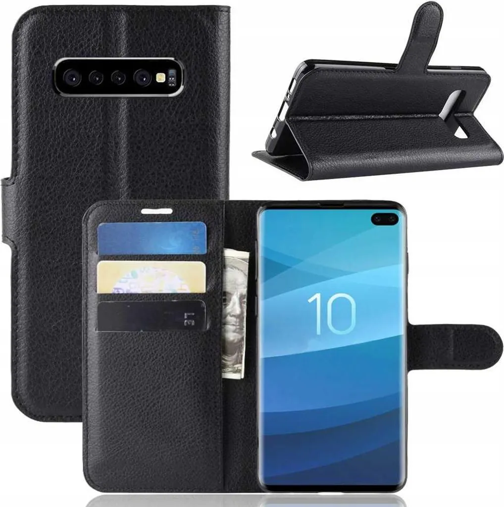 Custodia Flip Slim Galaxy S10 Nero: Eleganza in Pelle Sintetica