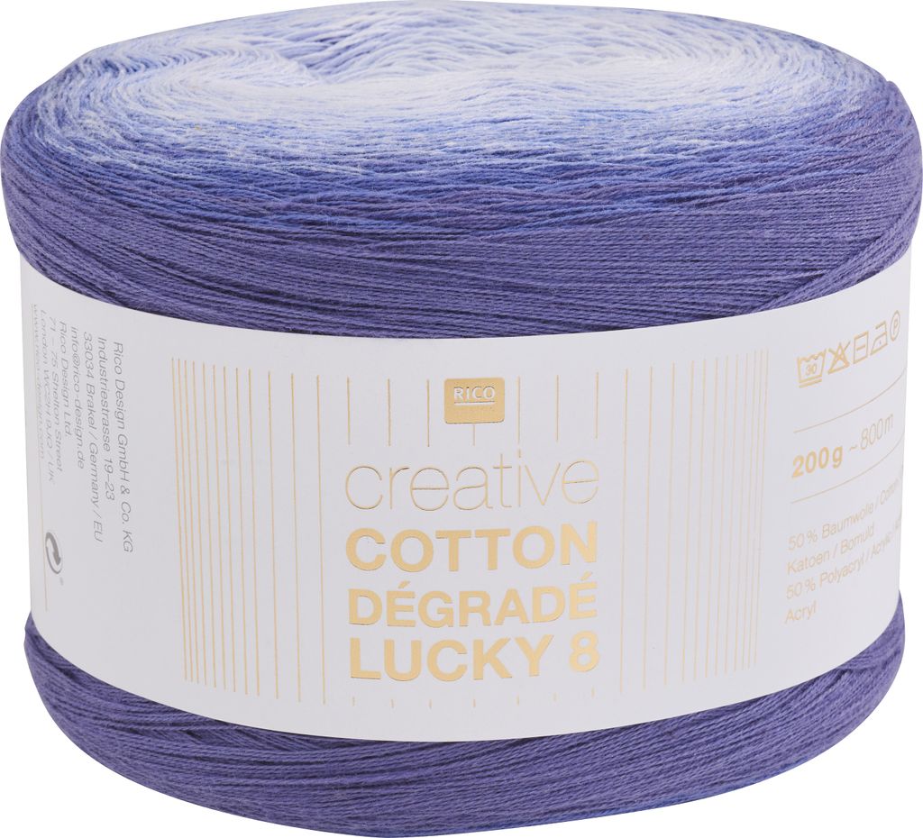 Rico Design Creative Baumwolle Dégradé Lucky 8 800m 200g Strickgarn Häkelgarn Farbe 023