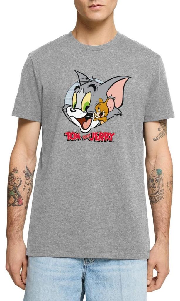 Spreadshirt Tom Und Jerry Verschmust Männer Premium T-Shirt, 3XL, Grau meliert