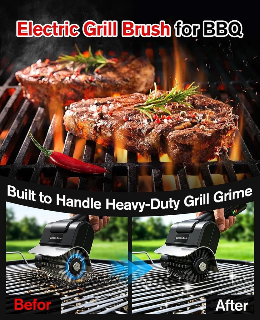 Elektrische Grillbürste Akku 1100 RPM – Grill
