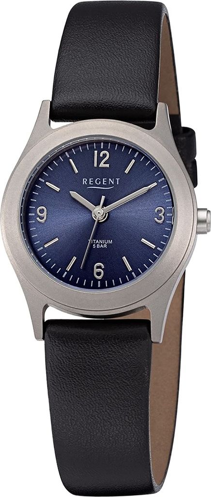 Regent Leder Damen Uhr Armbanduhr Quarz schwarz Lederarmband D2URF1439