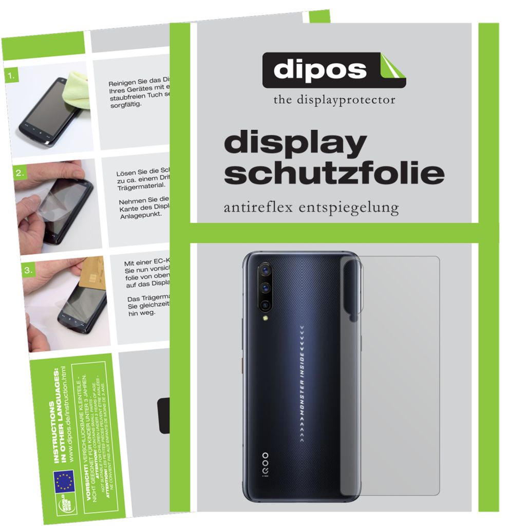 6x Schutzfolie für Vivo IQOO Pro 5G Rückseite matt Displayschutzfolie Folie Display Schutz dipos