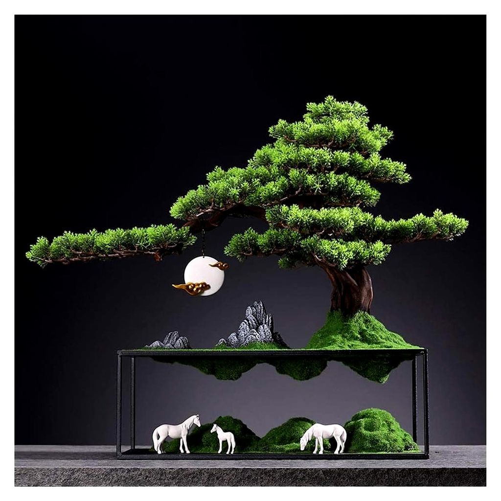 Simulation Topfpflanze Künstliche Weiße Yingbin Kiefer Großer Bonsai Simulationsbaum für Garten und Heimdekoration