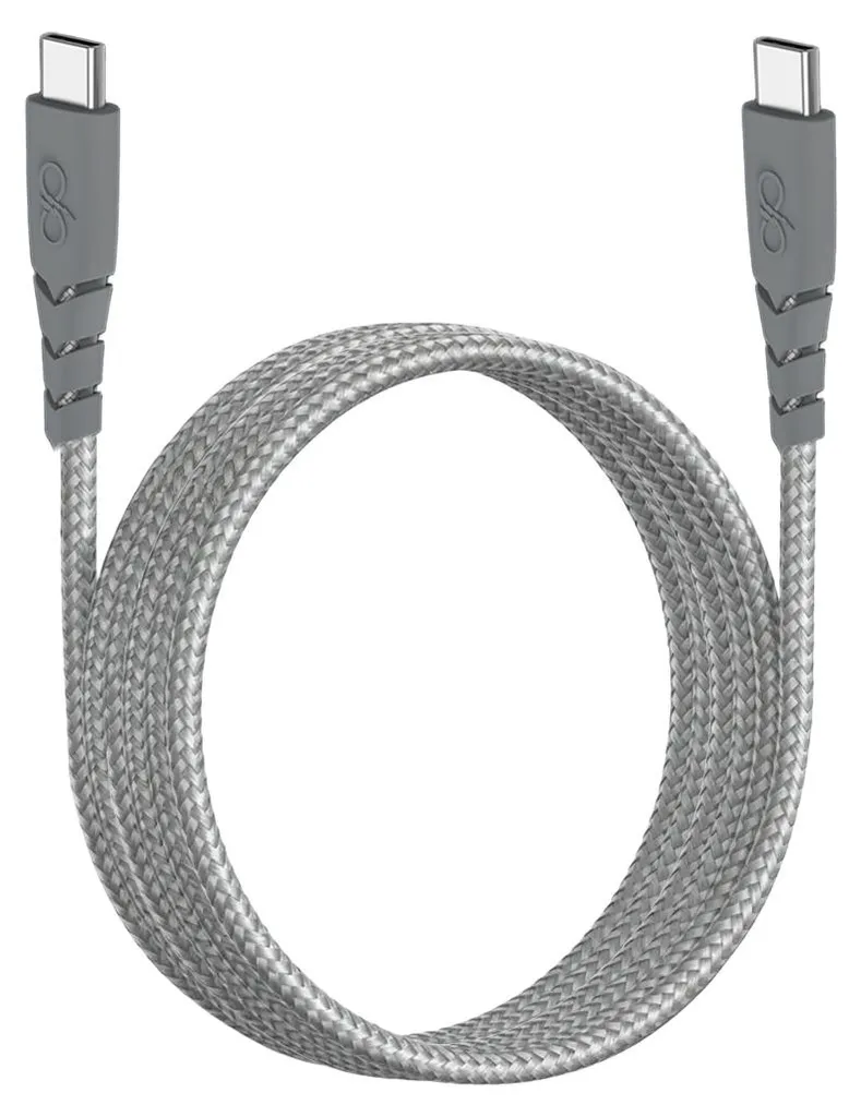 Câble USB-C vers USB-C robuste de 2m Force Power 3A ultra-renforcé gris
