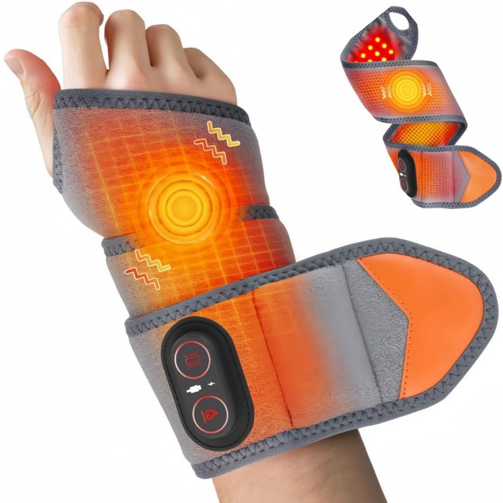 Handmassagegerät mit Rote-Licht-LEDs (660nm) , 3 Heiz- & Produktbild 