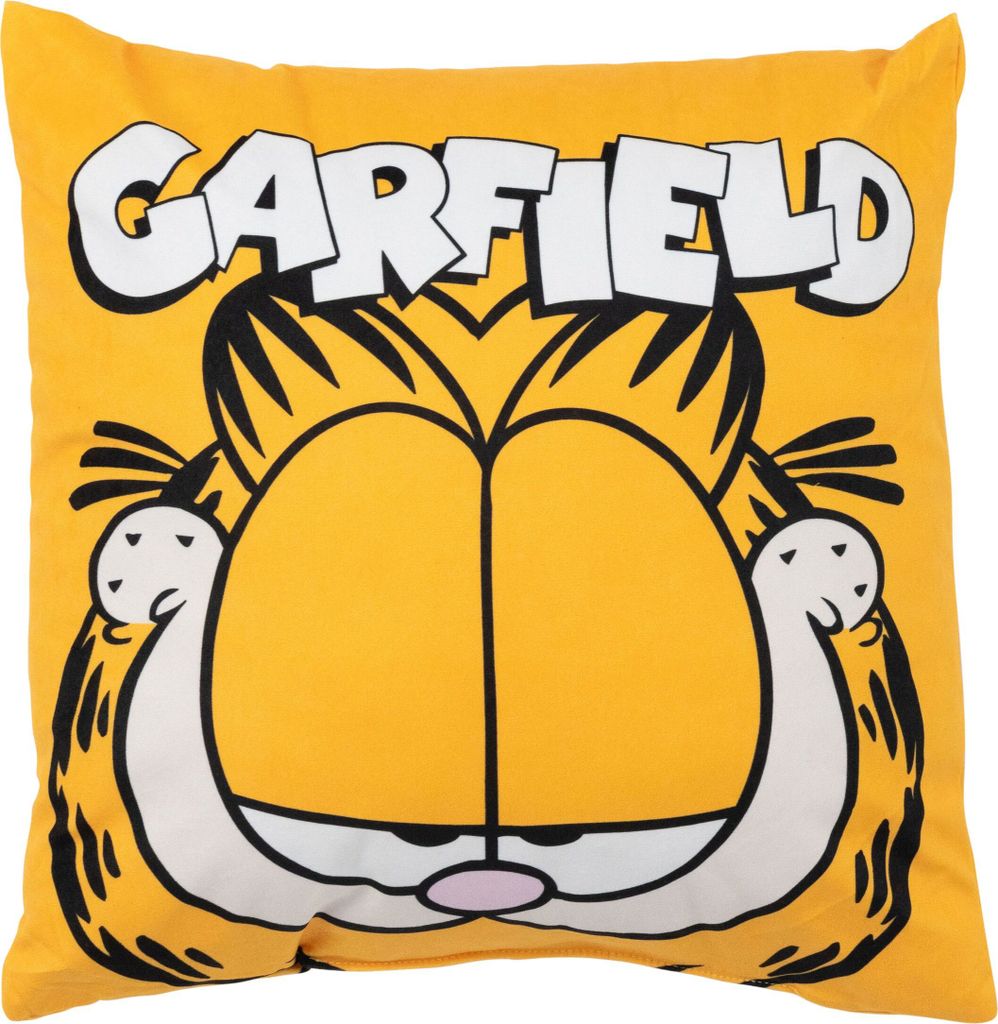 Garfield Kissen - Plüsch Dekokissen Zierkissen Kopfkissen Sitzkissen Gelb 40 x 40 cm