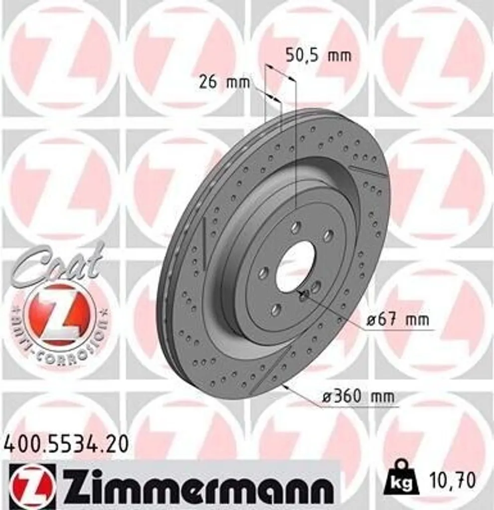 Disque de frein haute performance Zimmermann 400.5534.20 traité anticorrosion
