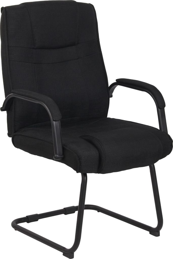 Besucherstuhl DELHI - Stoff Schwarz/schwarz 60x67x104 cm | Besucherstühle Konferenzstuhl Wartezimmerstuhl Bürostühle Bürostuhl Konferenzraum