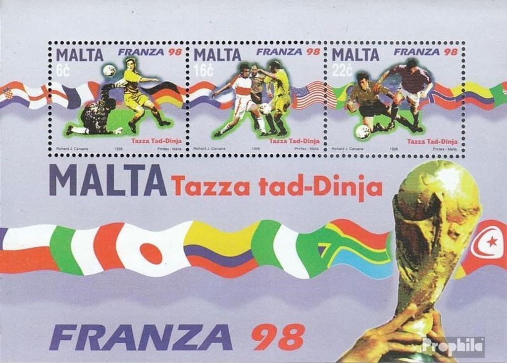 Briefmarken Malta 1998 Mi Block17 (kompl.Ausg.) postfrisch Fußball
