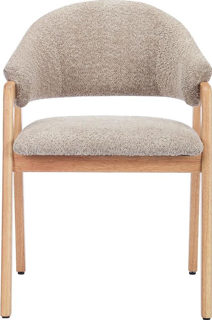 Stuhl mit Armlehnen 2er-Set - Bouclé-Stoff & Kautschukholz Produktbild 