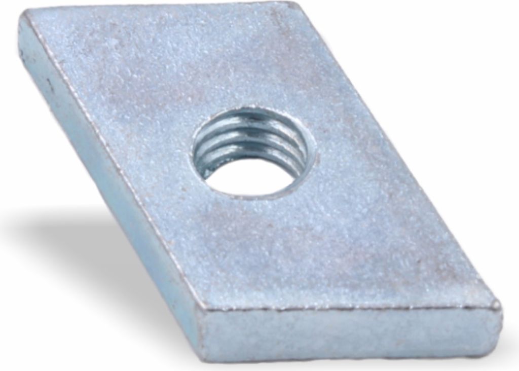 Nutenstein | Gewindeplatte Rhombus 20x13x4 mm M6 Gewinde Winkel 24° | Stahl verzinkt 5-8um