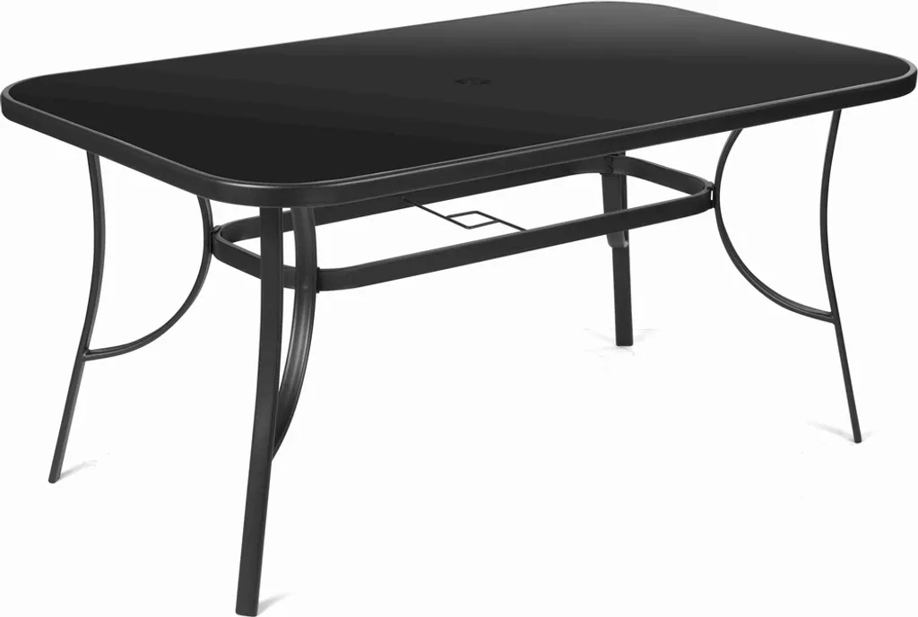 Fieldmann FDZN 5030 Tavolo da Giardino 150x96cm Vetro Temperato Nero