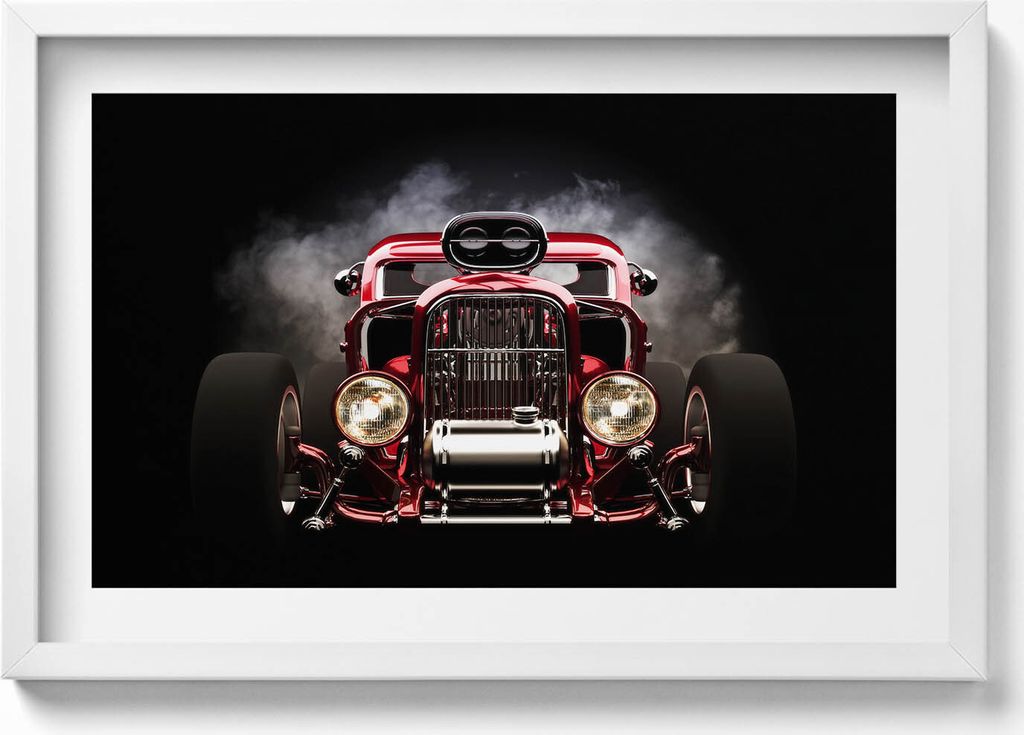 Alter Oldtimer– Wandbild mit Rahmen – Gerahmtes Bild – Wanddekoration – 60x40 cm – Schwarz Rahmen