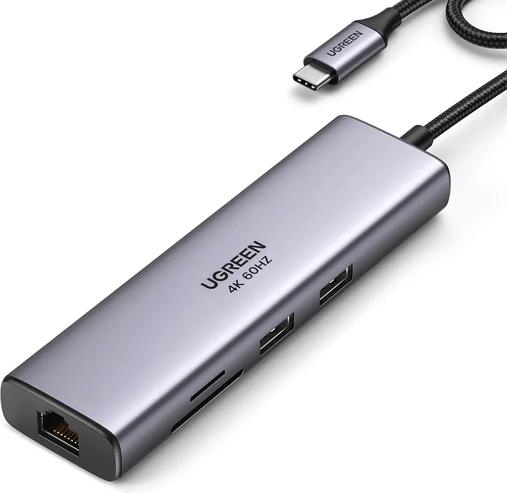 Adaptateur Multiport USB-C vers HDMI 4K et Ethernet avec Lecteur de Carte