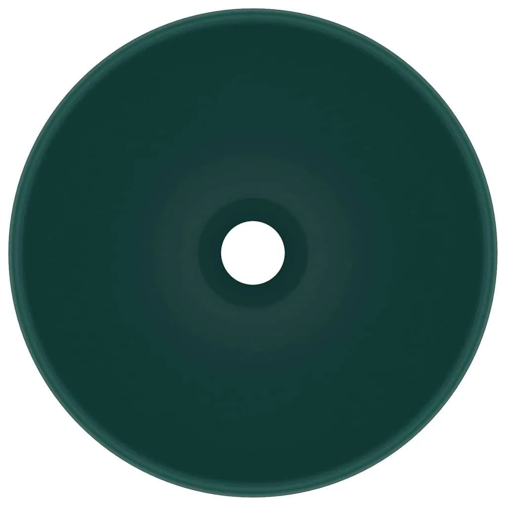 Lavabo Appoggio Verde Bosco Opaco 32,5x14cm | Vetroceramica Premium - 3