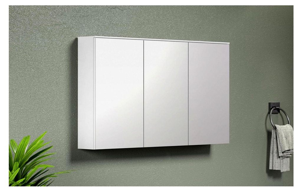 Spiegelschrank - Weiß - Badschrank mit 3 Spiegeltüren - (BxHxT) 120 x 70 x 17 cm - Badmöbel mit 6 Einlegeböden - Soft-Close