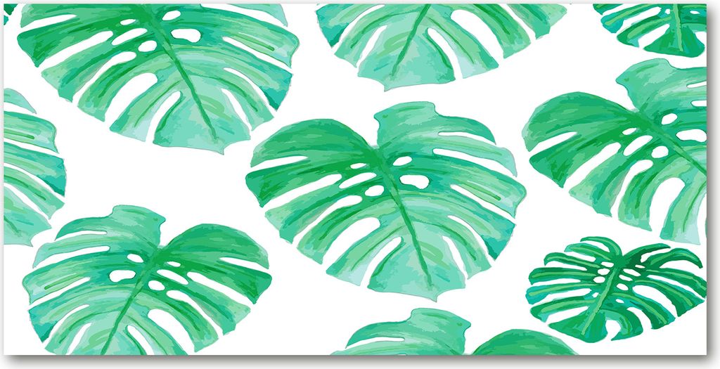 Tulup Glas-Bild -140x70- Wandkunst Dekorative Wand für Küche & Wohnzimmer - Blumen & Pflanzen - Monstera - Grün