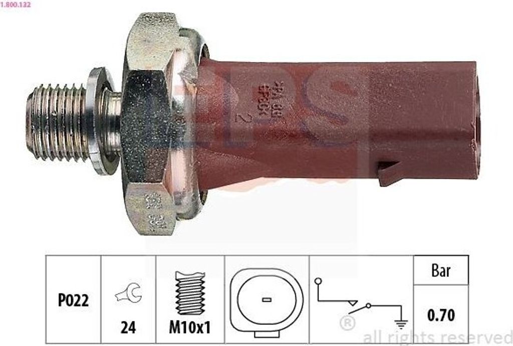 EPS 1.800.132 Öldruckschalter Öldrucksensor für VW Golf VII Schrägheck (5G1, BQ1, BE1, BE2) Golf IV Schrägheck (1J1) GOLF VI (5K1) Golf V Schr...