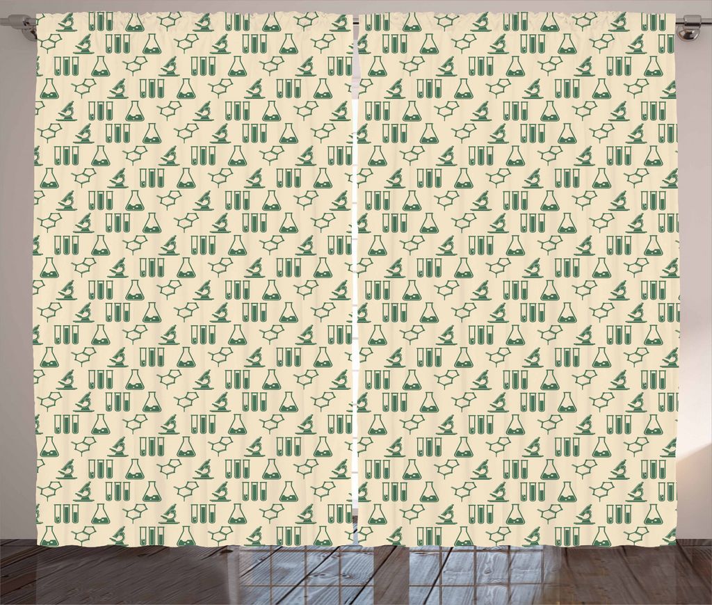 ABAKUHAUS Labor Rustikaler Gardine, Arzneimittelanalyse, Schlafzimmer Kräuselband Vorhang mit Schlaufen und Haken, 280 x 225 cm, Jägergrün und B...
