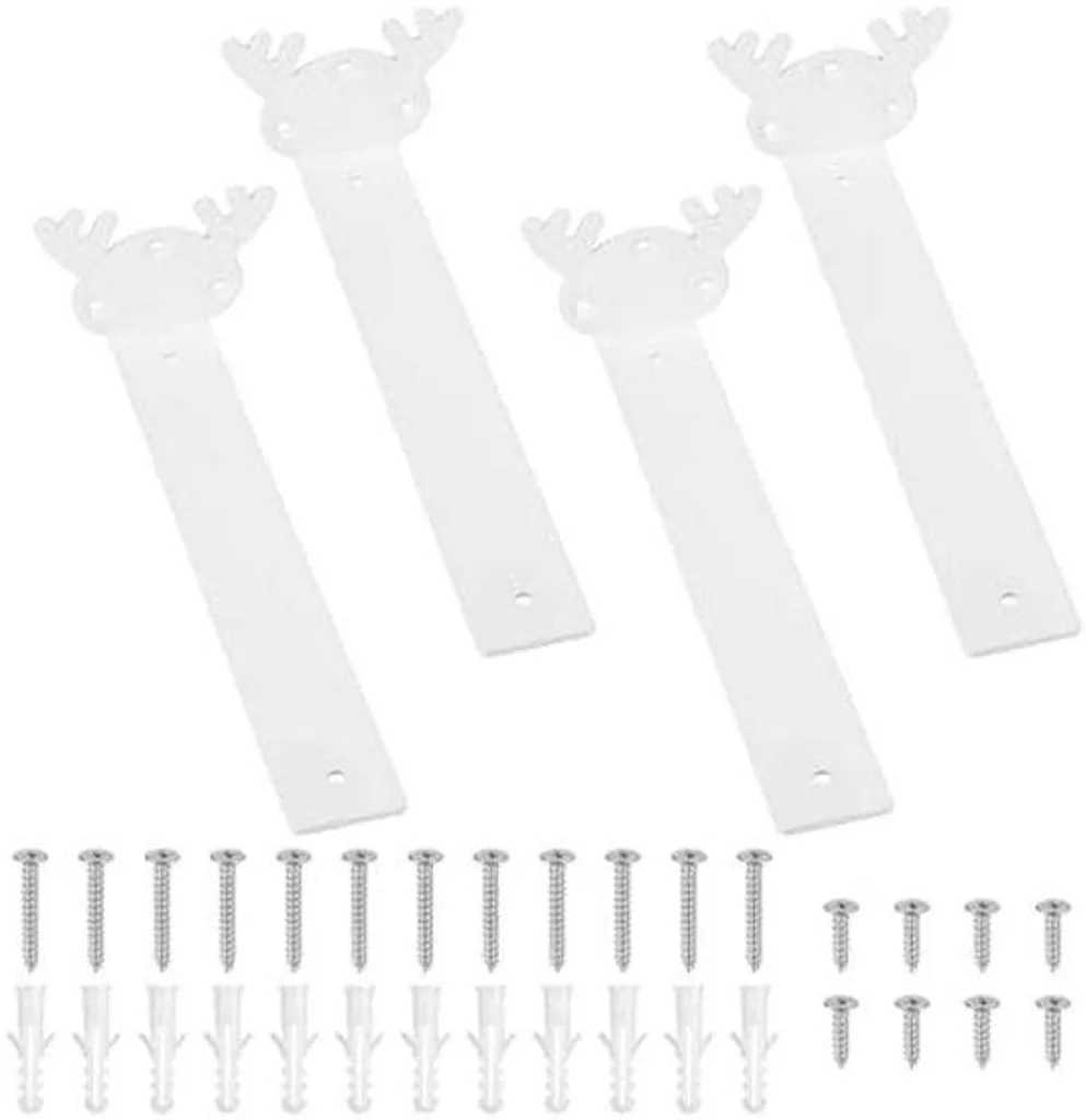 Support Étagère Murale en Acier pour Poutre Bois - Lot de 4 Pièces Noires