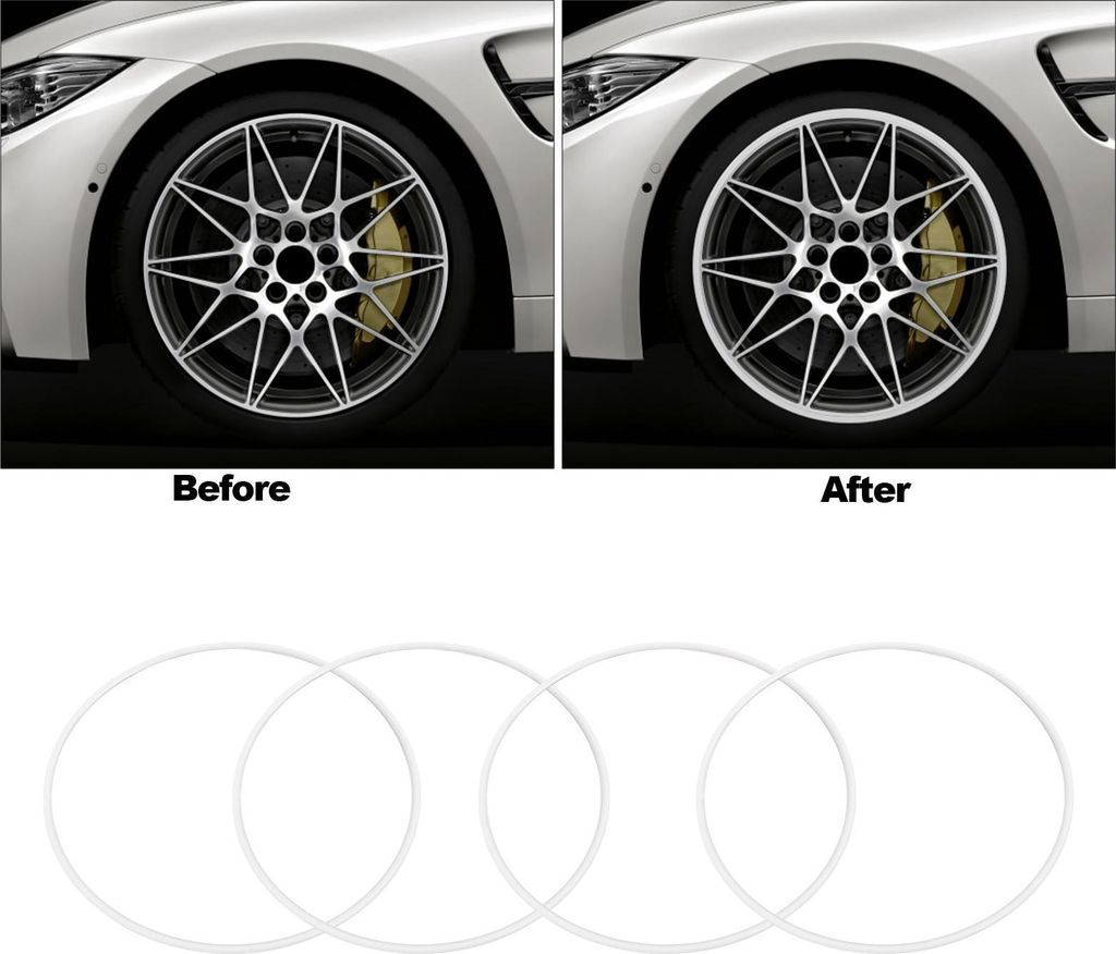 4 Stück 19 Zoll Felgenschutzring ABS Anti-Kratzer Stilvolle Optik Selbstklebende Zierleiste für Autos Weiß
