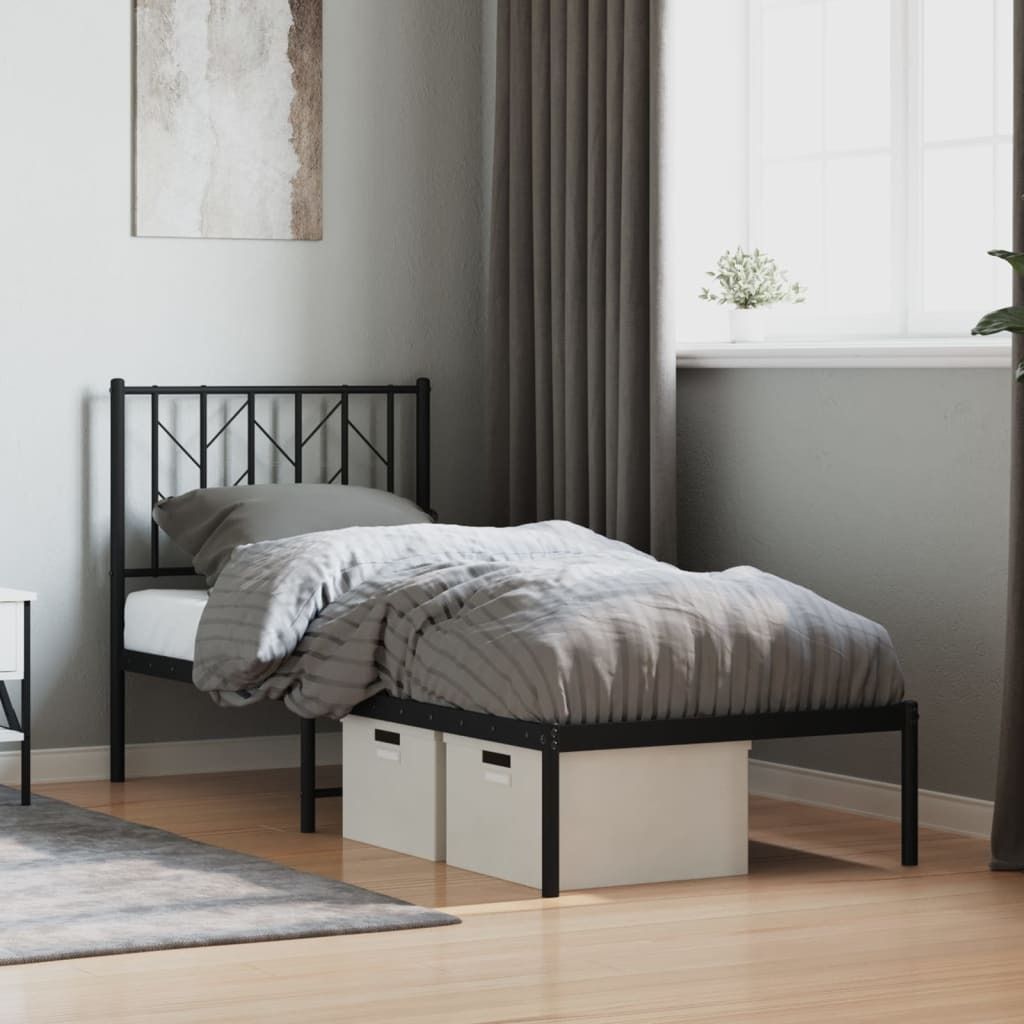 Maison Exclusive - Bettgestell mit Kopfteil Metall Schwarz 75x190 cm
