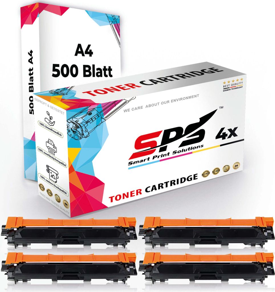 Druckerpapier A4 + 4x Multipack Set Kompatibel für Brother DCP-9020 CDW (TN-245C, TN-245M, TN-245Y, TN-241BK) Toner