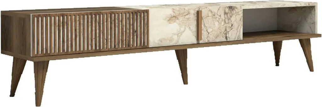 Banc TV en Noyer Marron Jakuchu 180cm, Grand Meuble de Salon Design