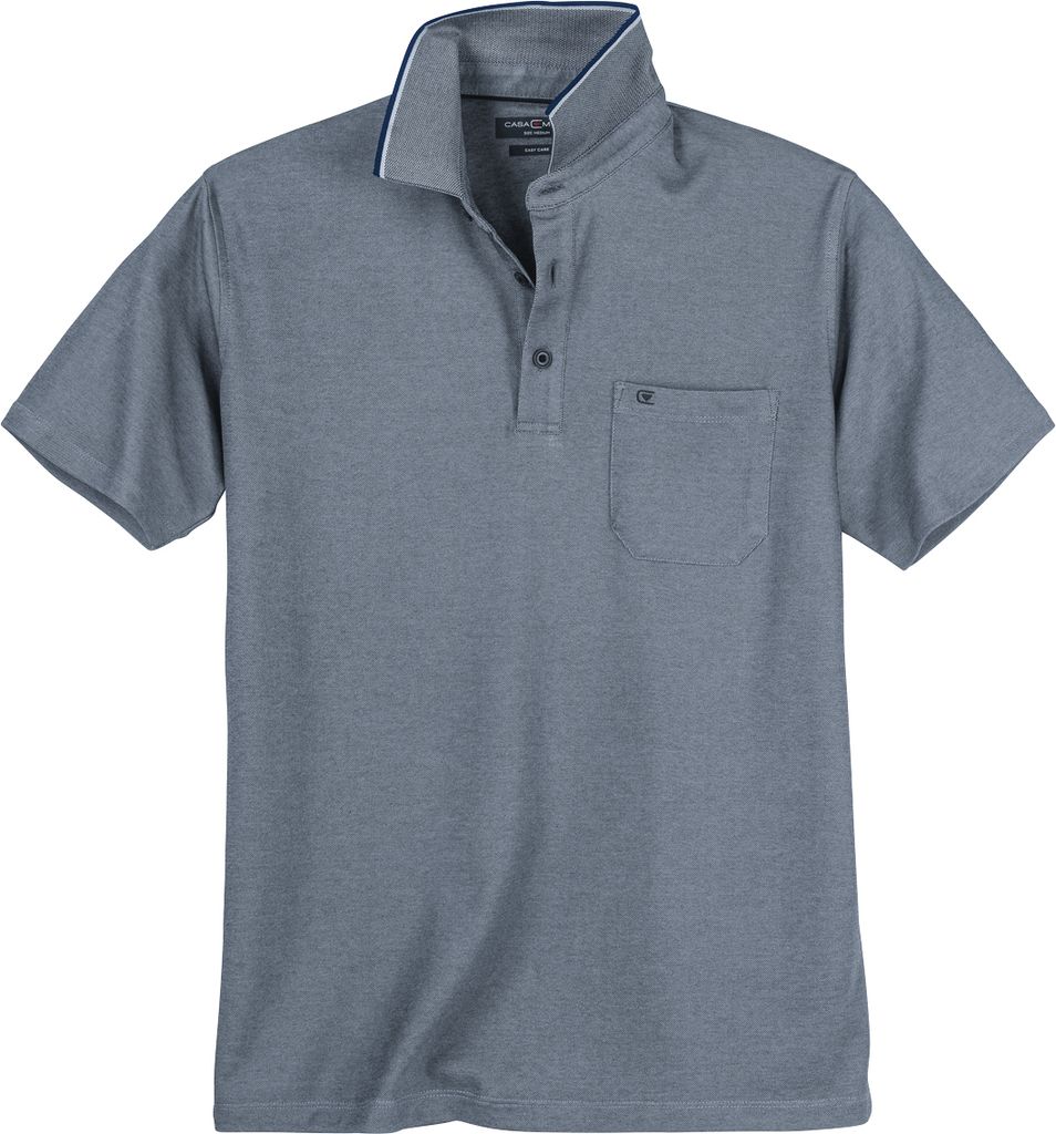 XXL CasaModa Polo easy care blau-silber melange