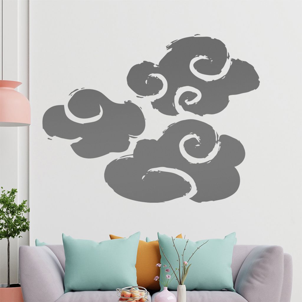 KIWISTAR Wolke 3er Set frei plazierbar Wandtattoo in 6 Größen - Wandaufkleber Wall Sticker - Dekoration, Küche, Wohnzimmer, Schlafzimmer, Badezi...