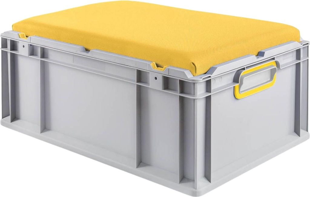 Eurobox NextGen Seat Box Gelb | HxBxT 26,5x40x60cm | 44 Liter | Griffe geschlossen | Grau | Eurobehälter, Sitzbox, Transportbox, Transportbehälte...