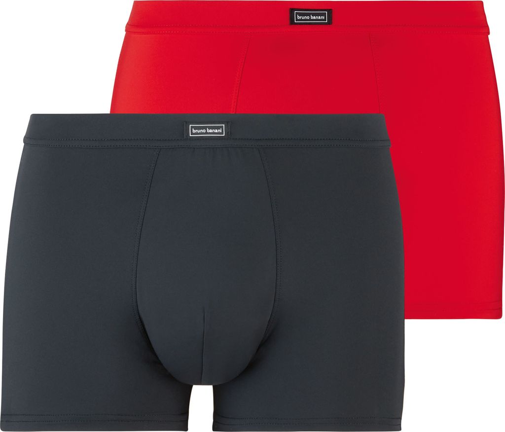 Bruno Banani Herren Boxershorts, 2er Pack - Micro Simply Schwarz/Rot XL