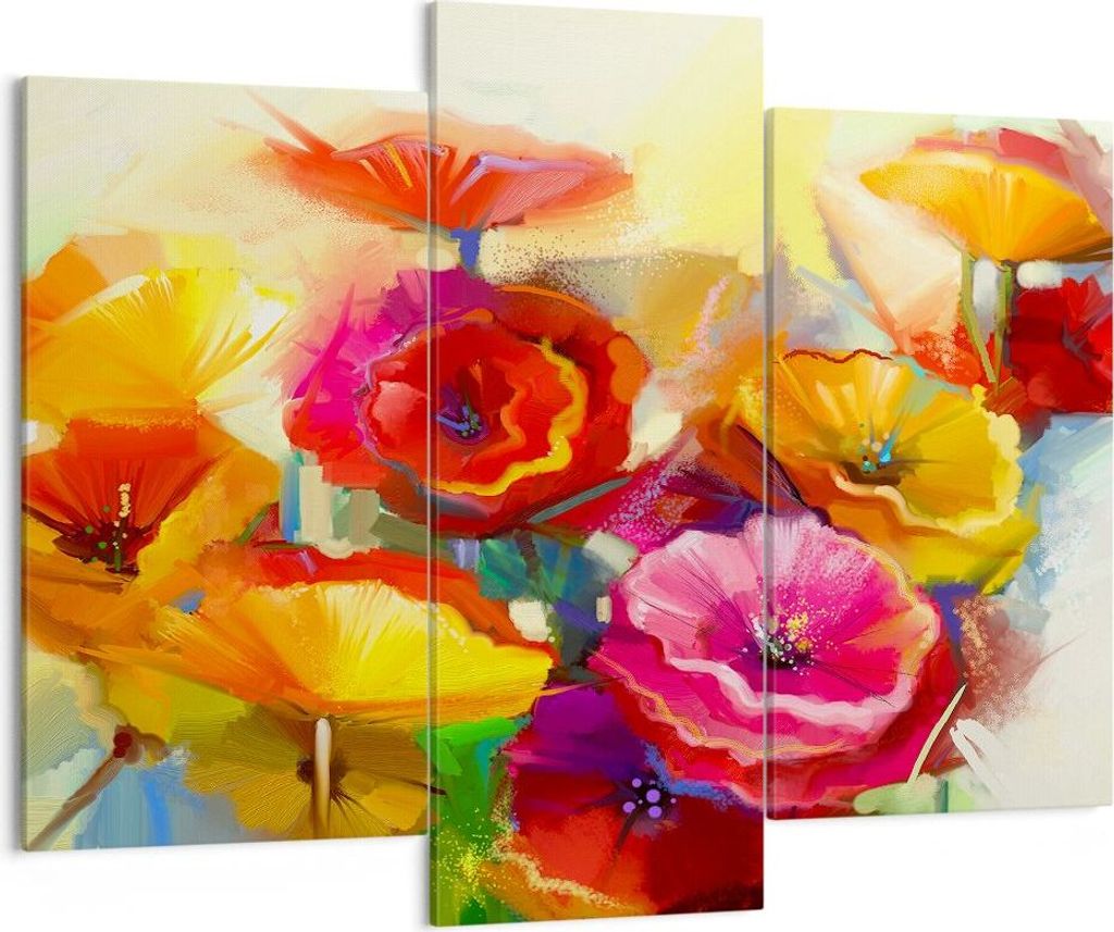 Bild auf Leinwand - Leinwandbild - Blumen Frühling Flora Garten - 130x100cm - Wand Bild - Wanddeko - Leinwanddruck - Bilder - Kunstdruck - Wanddek...