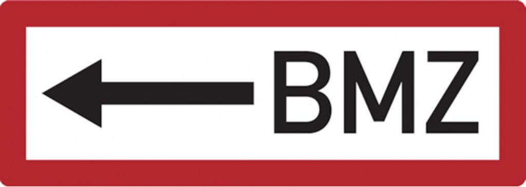 Dreifke Feuerwehrschild, BMZ (Brandmeldezentrale) mit Pfeil nach links - DIN...