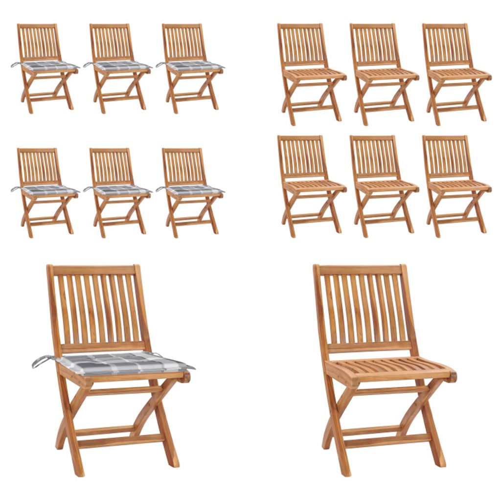 vidaXL Klappbare Gartenstühle mit Kissen 6 Stk. Massivholz Teak - Gartenstuhl - Gartenstühle - Holzstuhl - Holzstühle