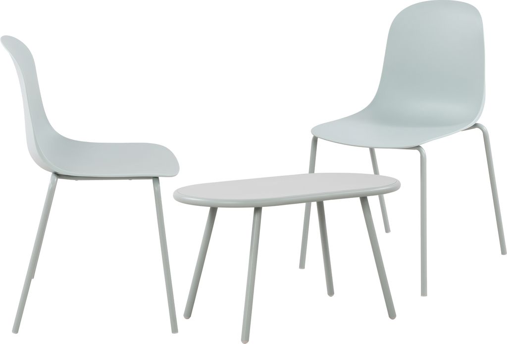 CLP 2er Sitzgruppe Veldin Set 1 Tisch 2 Stapelstühle wetterfest UV-beständig türkis