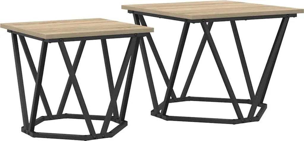 Set di tavolini 2 pezzi in rovere Sonoma Ingegneri Legno e acciaio