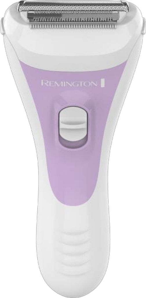 A white and purple Remington women's shaver is shown against a white background.