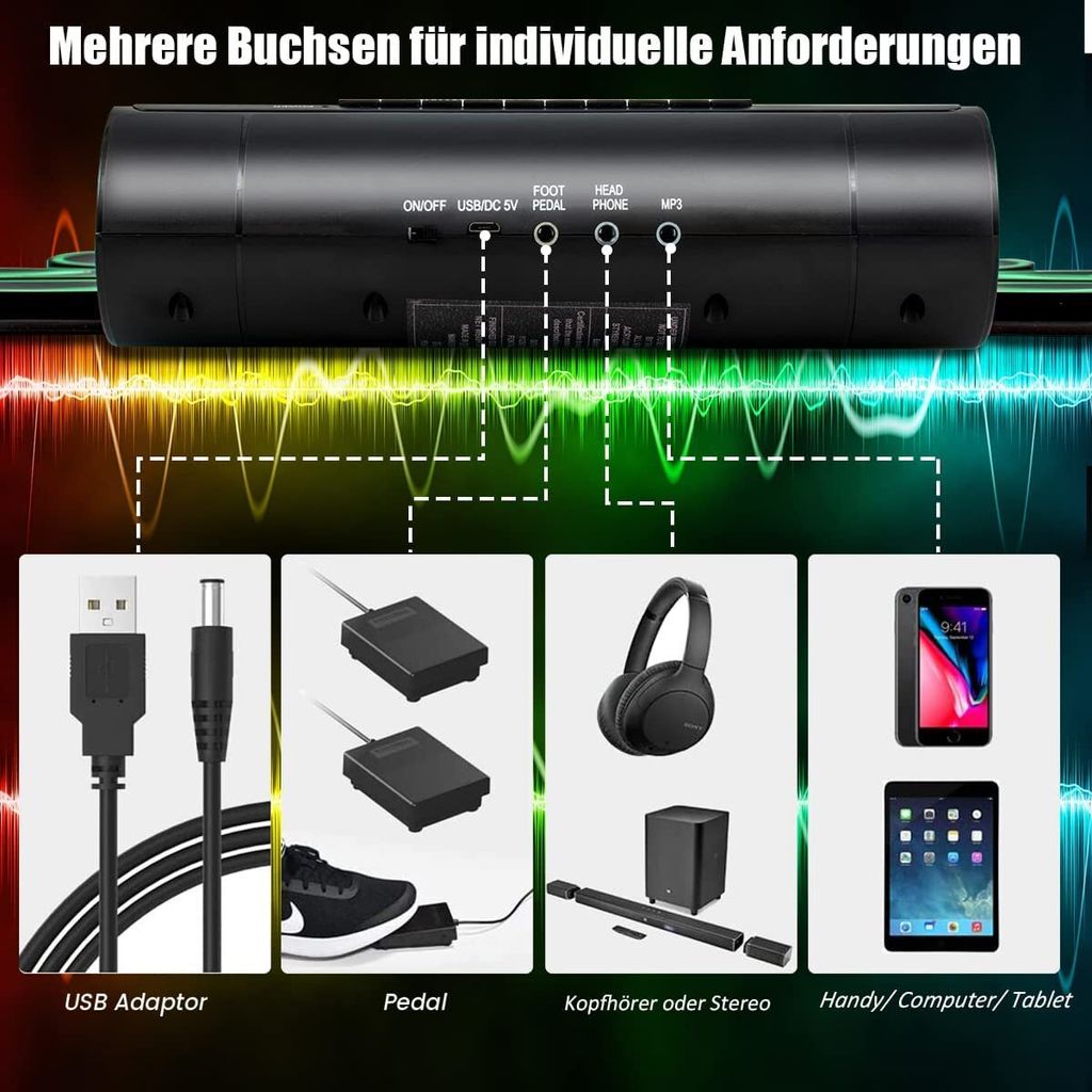 Schlagzeug Elektronisch mit 9 Pads, Aufrollbar E-Drum Set Produktbild 3