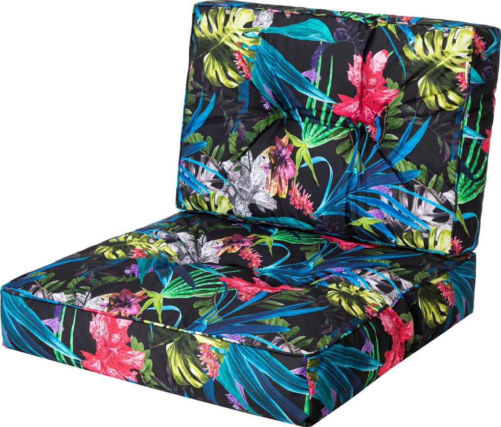 PillowPrim, Palettenkissen, Stulhkissen, Rattansessel, Outdoor, Auflage, Sitzkissen, Stuhlkissen, Rattanmöbel, Bunte Blätter, 60 x 60 cm