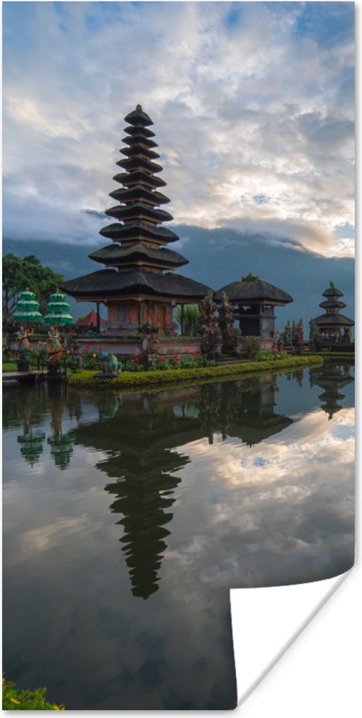 MuchoWow Poster Sonnenaufgang am Bratan-Tempel 75x150 cm - Dekoration für die Wände