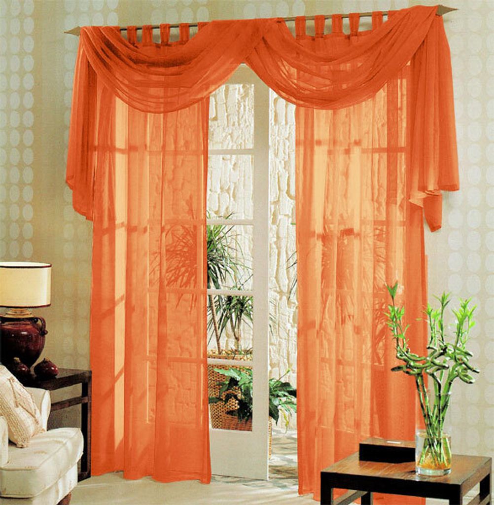 Voile komplett GARDINEN SET 3tlg., Orange, 60999