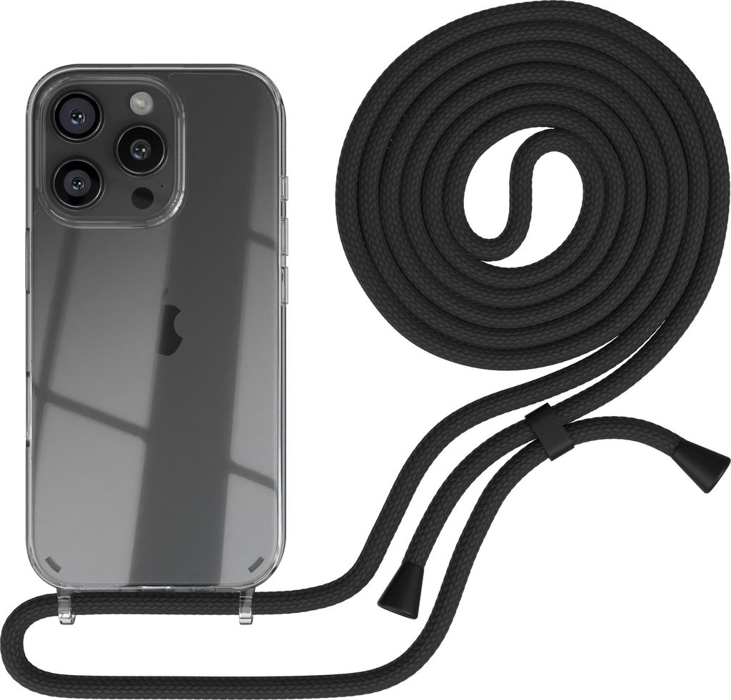 EAZY CASE Handykette mit Hülle für Apple iPhone 16 Pro Backcover Handykette, zum Umhängen in Schwarz