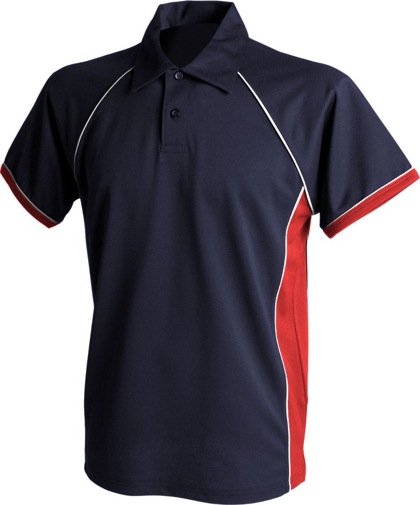 Finden & Hales Herren Sport Polo-Shirt, Kurzarm RW427 (3XL) (Marineblau/Rot/Weiß)