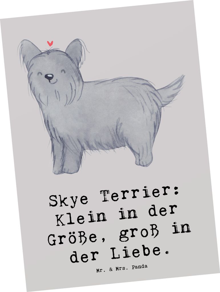 Mr. & Mrs. Panda bildkarte Skye Terrier Liebe - Grau Pastell - Geschenk, Hunderassen, Ansichtskarten, Grußkarte, Kunstkarten, große, Sprüche fü...