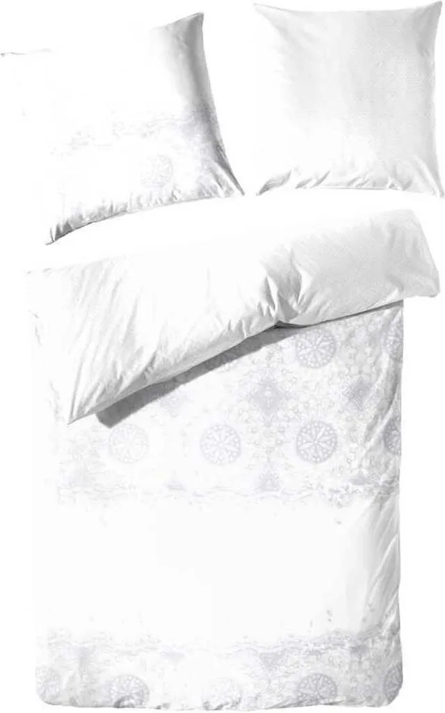 Biancheria da Letto Hahn Raso Cotone 155x220 Grigio Pois Arancio